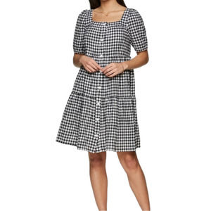 beachlunchlounge Gingham Button Down Marcela Sundress Black White Size Small